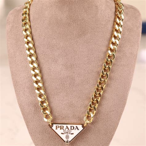 prada necklace triangle white|gold prada necklace dupe.